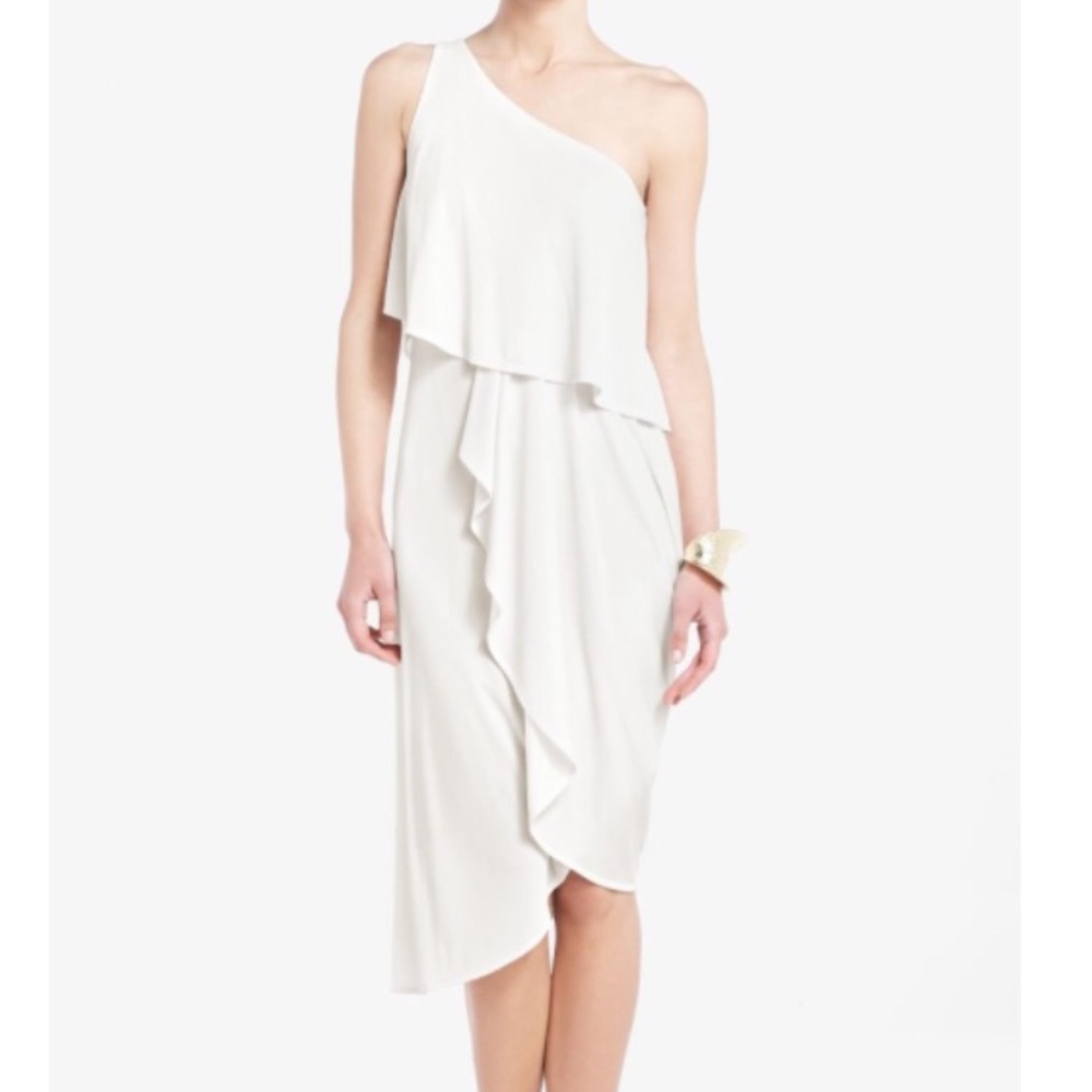 ✨BCBG✨Katrina OneShoulder Asymmetrical White Dress